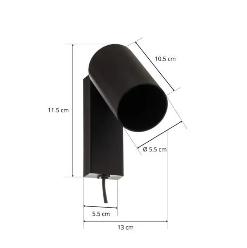 Wandspot Mono I met stekker zwart