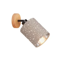 Wandspot Stofa met sterdecoratie, taupe, 1-lamp