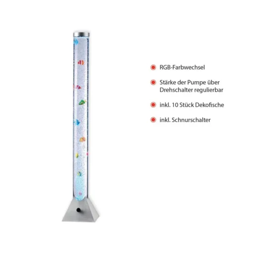 Waterzuil Ava met LEDs en vissen, hoogte 120 cm