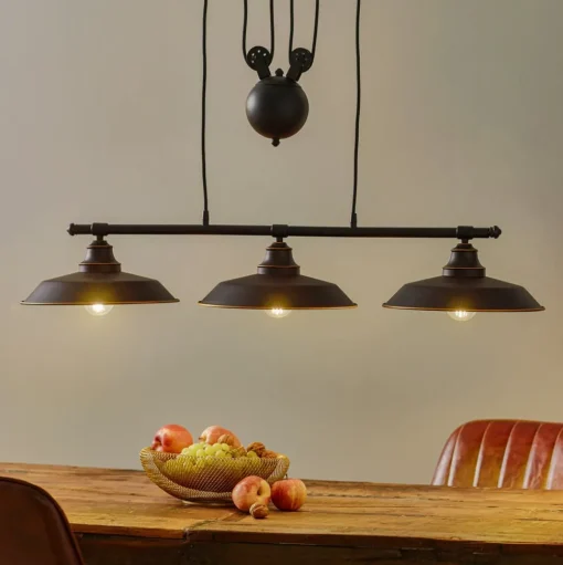 Westinghouse hanglamp Iron Hill, zwart, 3-lamps