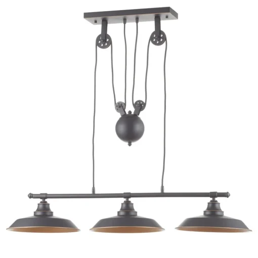 Westinghouse hanglamp Iron Hill, zwart, 3-lamps