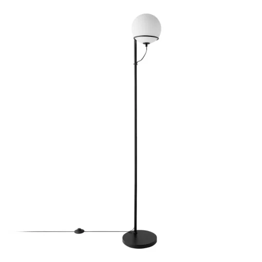 Wilson vloerlamp, metaal, zwart, glazen bolkap