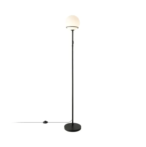Wilson vloerlamp, metaal, zwart, glazen bolkap