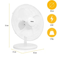 Witte tafelventilator VE-5727 met 3 instellingen