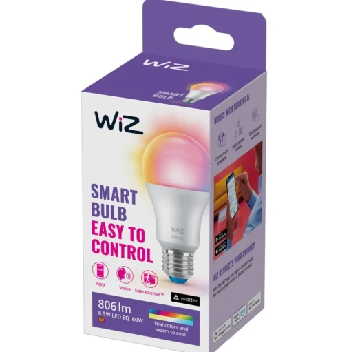 WiZ A60 LED lamp mat WiFi E27 8,5W RGBW