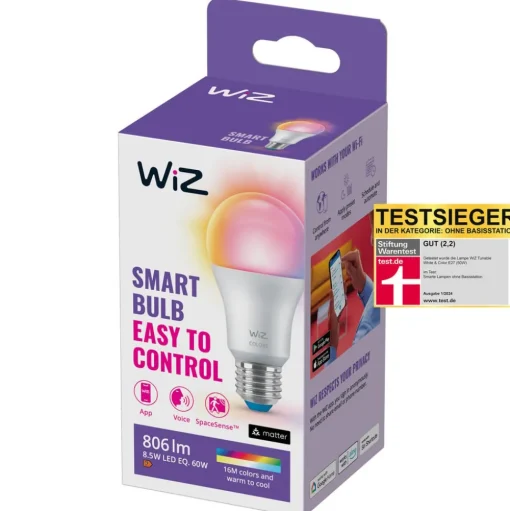 WiZ A60 LED lamp mat WiFi E27 8,5W RGBW