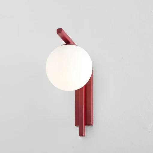 Zac wandlamp, opaal/wijnrood, 1-lamp