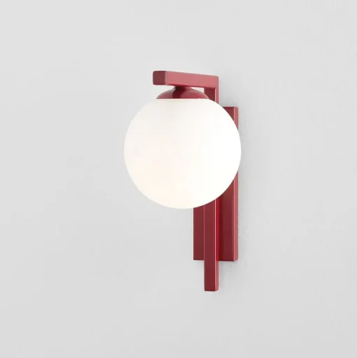 Zac wandlamp, opaal/wijnrood, 1-lamp