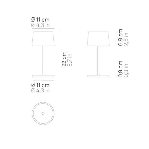 Zafferano Olivia mini 3K tafellamp corten