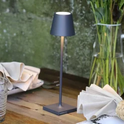 Zafferano oplaadbare micro-lamp Poldina, IP65 donkergrijs