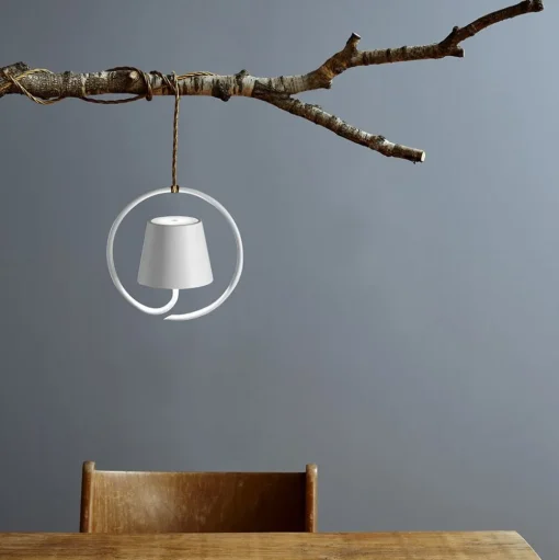 Zafferano Poldina hanglamp met oplaadbare batterij, wit