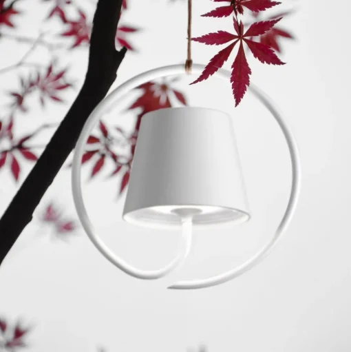 Zafferano Poldina hanglamp met oplaadbare batterij, wit