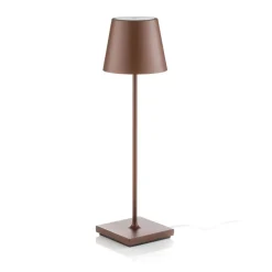 Zafferano Poldina LED tafellamp oplaadbare batterij, mat, bruin