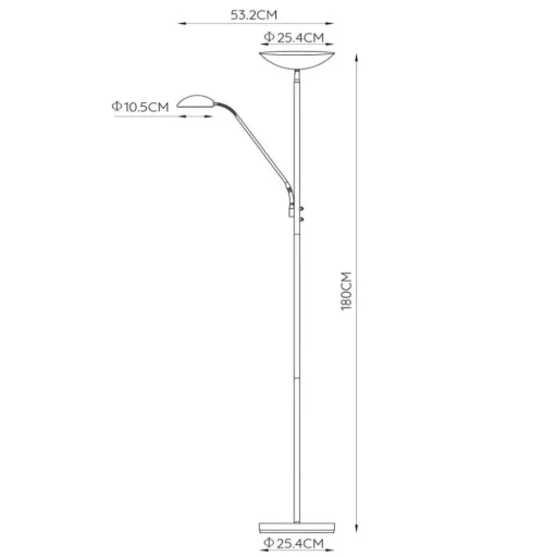 Zenith LED uplighter met LED leeslamp, zwart