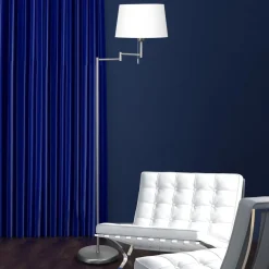 Zilveren MEANDER vloerlamp met stoffen kap