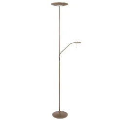 Zodiac LED uplighter met LED leeslampje, brons