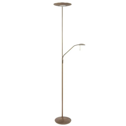 Zodiac LED uplighter met LED leeslampje, brons