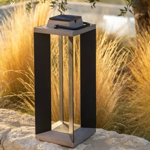 Zonnelantaarn Teckalu, aluminium zwart, 65,5cm