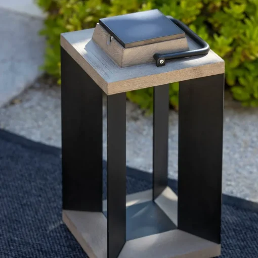Zonnelantaarn Teckalu, aluminium zwart, 45,5cm