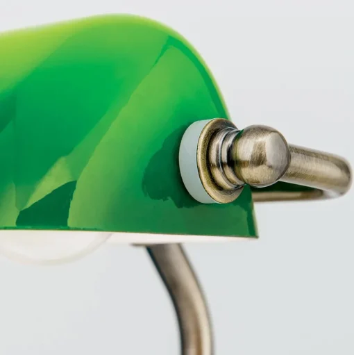 Zora - bankier tafellamp met groene glazen kap